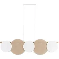 TK Lighting Pulse hengelampe, juteskjermer, naturbrun/hvit, 5 lamper
