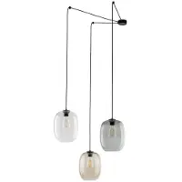 TK Lighting Elio pendellampe, glass, brun/klar/grå, 3-lys, desentralisert