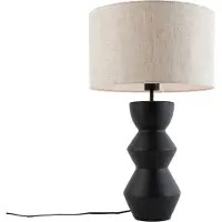QAZQA Design bordlampe sort stoffskjerm lys grå 35 cm - Alisia