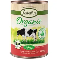 Lukullus økologisk Adult okse med eple (glutenfritt) - 6 x 400 g