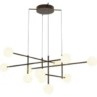 Mantra-Iluminacion Hengelampe kjeller, jern, svart, glass, hvit, 11 lyskilder
