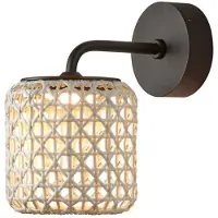 Bover Nans A LED utendørs vegglampe, beige, Ø 16,7 cm