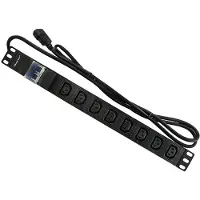 Qoltec Overvoltage - Flerkoplingslist (kan monteres i rack) - AC 220-250 V - 3500 watt - inngang: IEC 60320 C14 - utgangskontakter: 8 (8 x IEC 60320 C13) - 1U - 19 - 2 m kabel - svart
