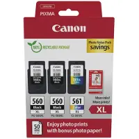 Canon Pg-560xl/cl-561xl Blekkpatron Og Glanset Fotopapir Gp-501