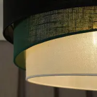 Duolla Hengelampe Trio, svart/grønn/hvit, tekstil, Ø 45 cm