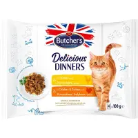 Butcher's Megapakke Butcher's Delicious Dinners katt 64 x 100 g - Miks: Kylling, kylling og kalkun