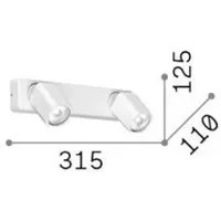 Ideal Lux veggspot Rudy Square, svart, 2 lyskilder, metall