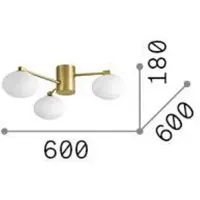 Ideal Lux taklampe Hermes messingfarget 60 cm 3 lyskilder i glass