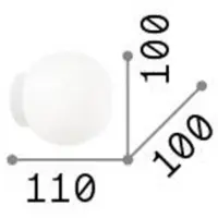 Ideal Lux Mapa vegglampe, Ø 10 cm, opalt glass, hvit, kule