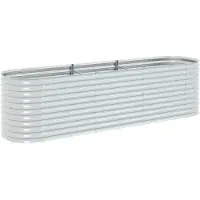 vidaXL Høybed 320x80x81 cm galvanisert stål sølv