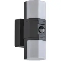 LINDBY utendørs LED-vegglampe Alaric, aluminium, antrasitt, sensor