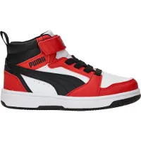 Puma Rebound V6 Mid Sneakers Kids, Shoes, White/Black/Red, 32