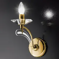 METALLUX Vegglampe ICARO med krystall, 1 lys, gull