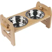 Modern Living dobbel skål med bambusstativ Ubud - 550 ml, L 42 x B 19 x H 20 cm