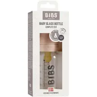 BIBS Babyflaske - Glass - Slow Flow - 110 ml - Naturgummi - Blus - - OneSize - Babyflaske
