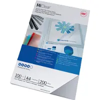 GBC HiClear - A4 (210 x 297 mm) - 200 mikroner - superklar - 100 stk PVC-permomslag - for IBICO CombBind ibiMaster 250e