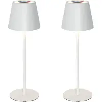 QAZQA Sett med 2 bordlamper hvit med dimmer og oppladbar RGBW - Murdock