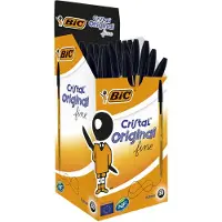 BIC Cristal Fine - Kulepenn - svart - 0.8 mm - fin (en pakke 50)