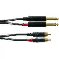 Cordial CFU 3 PC, 2 x RCA, Hankjønn, 2 x 6.35mm, Hankjønn, 3 m, Sort