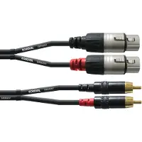 Cordial CFU 1.5 FC, 2 x RCA, Hankjønn, 2 x XLR (3-pin), Hankjønn, 1,5 m, Sort