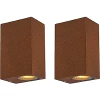 QAZQA Sett med 2 industrielle vegglamper rustbrun 2-lys IP44 - Baleno