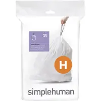 Simplehuman Kode H tilpassede søppelposer, pakke med 20, hvit