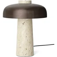 Audo Copenhagen Audo LED-bordlampe Reverse, bronse, travertin, høyde 30 cm