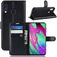 Mtp Products Samsung Galaxy A40 Lommebok-deksel med Stativ - Svart