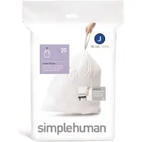 Simplehuman Kode J tilpassede søppelposer, pakke med 20, hvit