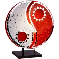 WORU Bordlampe Ying Yang med mosaiske speilsteiner, rød