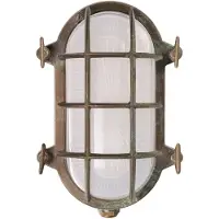 MORETTI Oval lampe til båt Hook, antikk messing, opal