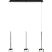 Mantra-Iluminacion Tonic hengelampe, svart/klar, bjelke, 3 lyskilder, metall, glass
