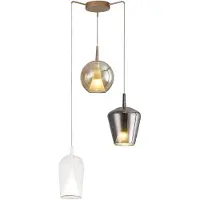 Mantra-Iluminacion Elsa hengelampe, glass, 3 lyskilder, klar, bronse, krom
