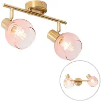 QAZQA Smart spotlampe gull med rosa glass inkl. 2 WiFi P45 - Vidro