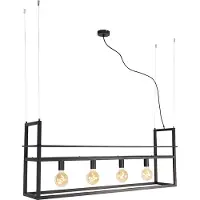 QAZQA Smart pendellampe svart med hylle stor 4-lys inkl. Wifi G95 - Cage Rack