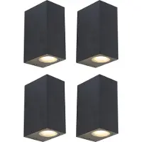 QAZQA Sett med 4 smarte vegglamper svarte IP44 inkl. 8 Wifi GU10 - Baleno