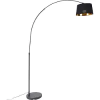 QAZQA Smart buegulvlampe svart med gull inkl. Wifi A60 - Arc Basic