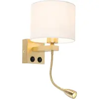 QAZQA Smart vegglampe gull med hvit skjerm inkl. Wifi A60 - Brescia