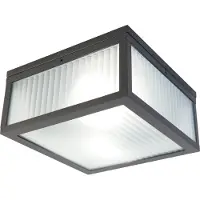QAZQA Smart utendørs taklampe svart med ribbet glass inkl. WiFi A60 - Charlois