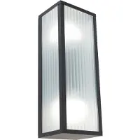 QAZQA Smart utendørs vegglampe sort med ribbet glass inkl. 2 Wifi A60 - Charlois