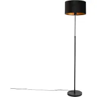 QAZQA Smart gulvlampe svart med svart fløyelslampeskjerm 35 cm inkl. Wifi A60 - Parte