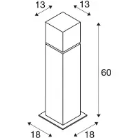 SLV sokkellampe Square Pole, høyde 60 cm, grå, stål