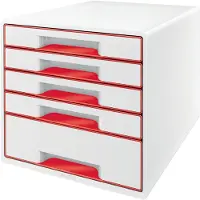 Leitz WOW CUBE - Skuffskap - 5 skuffer - for A4 Plus - rød