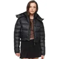 Superdry for woman. W5011682A Fuji Hooded Short Jacket black (L), Casual, Sustainable, Recycled nylon