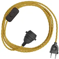 Creative Cables Snakebis Twisted E14 Lampeskjerm-kabelsett Med Lampeholder. Stoffflettet Kabel Og 2-pin Plugg 3 M