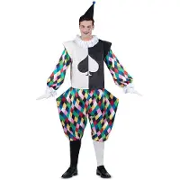 MOM Harlekin-kostyme Med Hette Ryggløst Design Håndjern Og Bukser Med Knapper