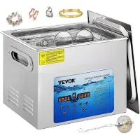 Vevor ultralydrenser, 36KHz~40KHz justerbar frekvens, 15L 220V, ultralydrensemaskin med digital timer og varmeapparat, sonisk laboratorierenser for smykker, klokker, briller, mynter, FCC/CE/RoHS-liste
