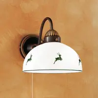 AUSTROLUX BY KOLARZ Rustikk vegglampe Nonna grønne med hjort