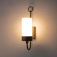MORETTI Silindar 3355 utendørs vegglampe, messing/opal