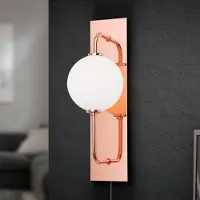 Orion LED-vegglampe Pipes med glasskule, kobber